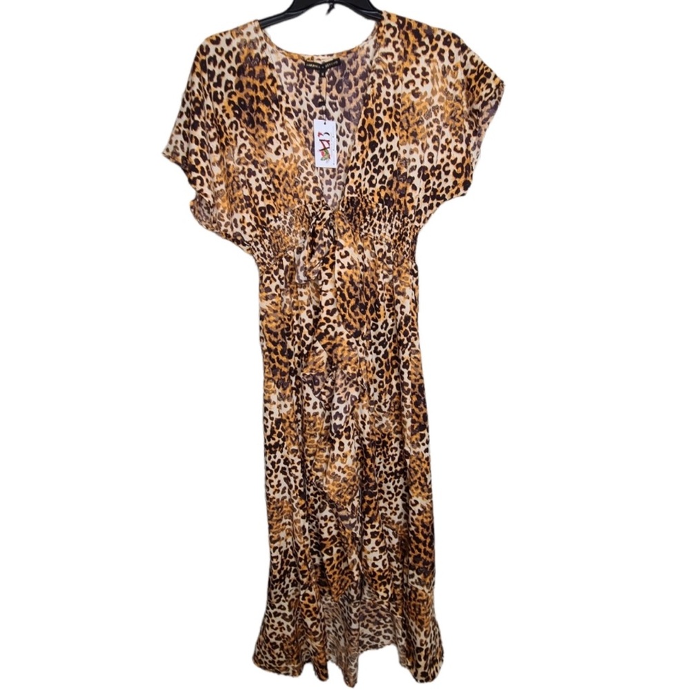 Wrap around leopard print dress. Size L